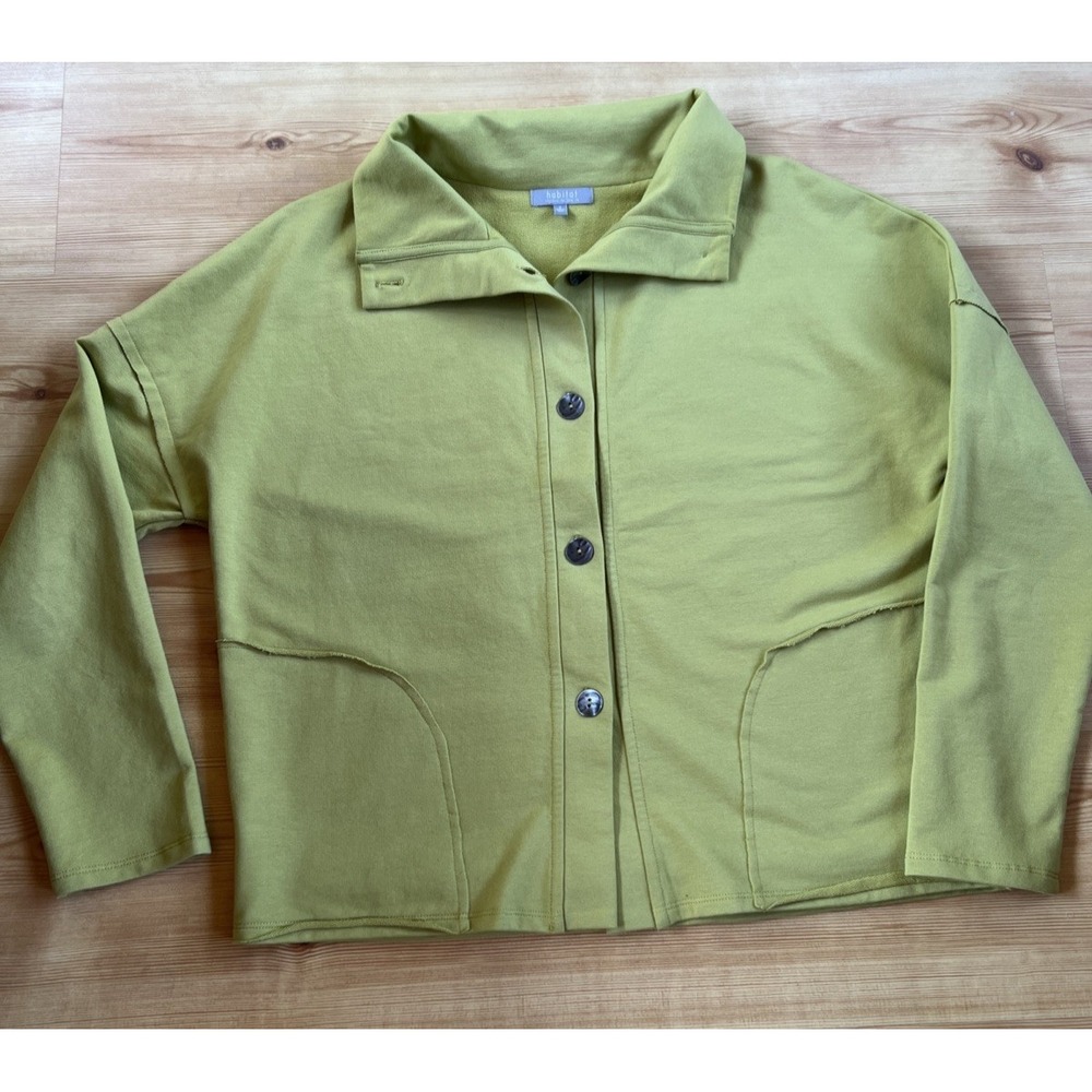Habitat Clothes To Live In Top Small Womens Green Button Sweatshirt